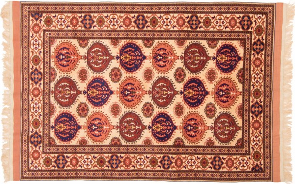 Afghan Mauri Kabul 120x160 Handgeknüpft Teppich Rot Geometrisch Muster Kurzflor