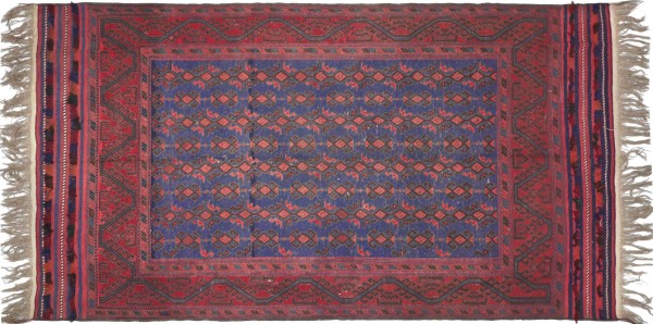 Afghan Taimani Kelim Teppich 180x310 Handgewebt Rot Geometrisch Handarbeit Gewebt