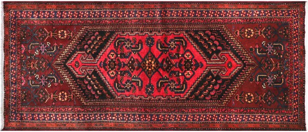 Perser Hamedan Teppich 160x230 Handgeknüpft Rot spiegelmuster Wolle Kurzflor Rug