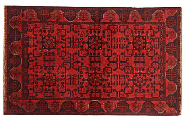 Afghan Khal Mohammadi Teppich 120x200 Handgeknüpft Braun Geometrisch Orient Kurzflor