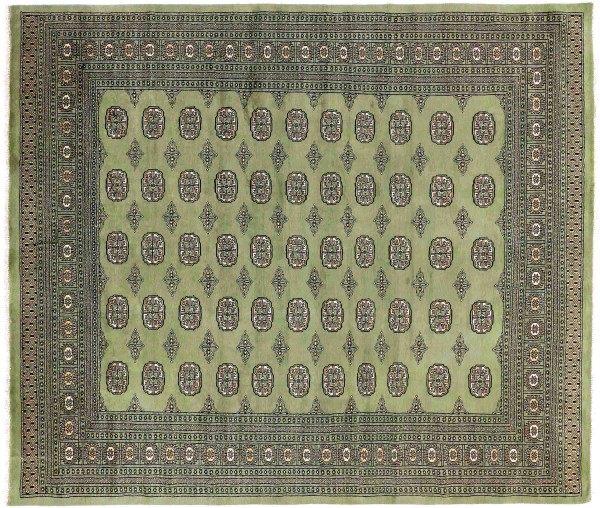 Pakistan Bukhara Rug 250x300 Hand Knotted Square Green Geometric Orient