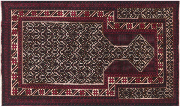 Afghan Prayer Rug Baluch Rug 120x170 Hand Knotted Red Geometric Orient