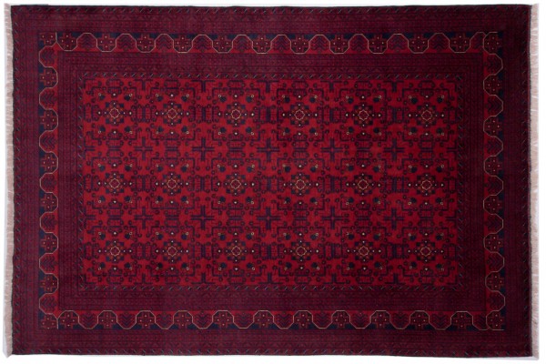 Afghan Khal Mohammadi Fein 200x300 Handgeknüpft Teppich Rot Orientalisch
