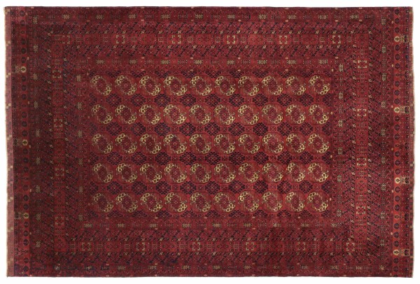 Afghan Rug 200x300 Hand Knotted Brown Geometric Oriental Short Pile Living Room
