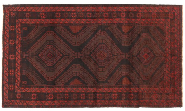 Belutsch Baluch Teppich 120x180 Handgeknüpft Rot Geometrisch Orientalisch UNIKAT