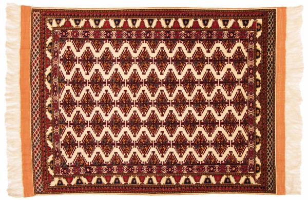 Afghan Mauri Kabul Rug 100x150 Hand Knotted Red Geometric Orient Pattern Short Pile