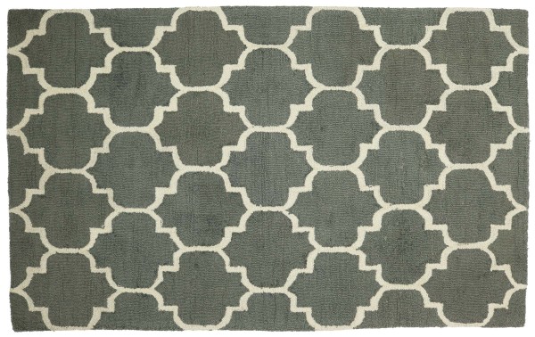 Wool Rug Moroccan Pattern 160x230 Gray Ornaments Hand Tufted Modern