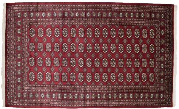 Pakistan Buchara 160x250 Handgeknüpft Teppich Rot Geometrisch Muster Kurzflor