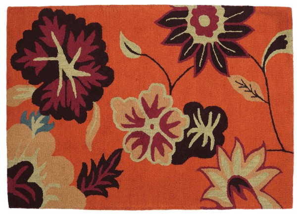 Carpet Flower Handmade 160x230 Orange Floral Handmade Handtuft Modern