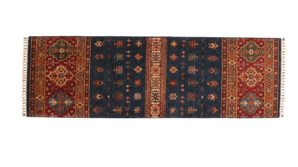 Ziegler Khorjin carpet 70x240 hand-knotted runner blue floral oriental UNIKAT