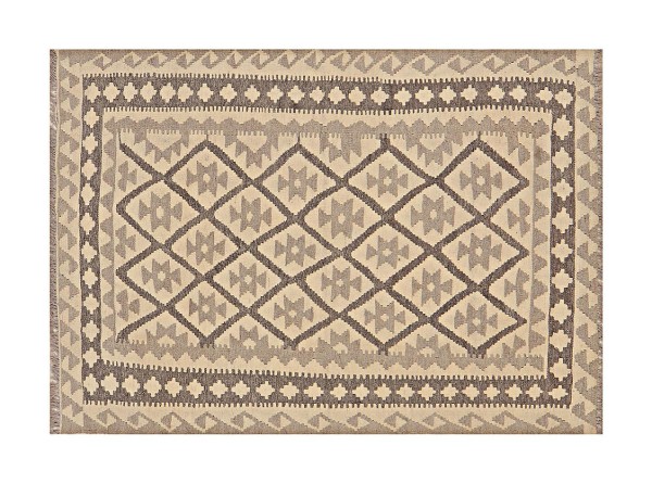 Afghan Kelim Old Style Natural Teppich 100x140 Handgewebt Beige Geometrisch Handarbeit