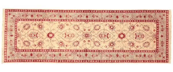 Afghan Chobi Ziegler 90x240 Handgeknüpft Teppich Läufer Beige Orientalisch