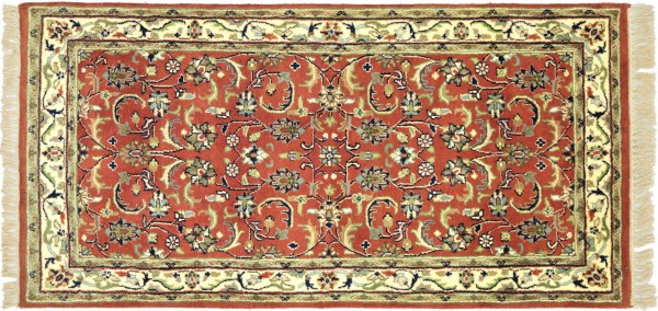 Sarough Rug 90x160 Hand Knotted Orange Floral Orient Low Pile Living Room
