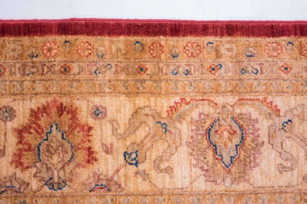 Afghan Chobi Ziegler Fein 200x250 Handgeknüpft Teppich Beige Blumenmuster