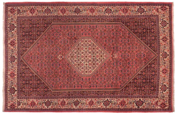 Persian Bidjar Rug 200x300 Hand Knotted Red Geometric Pattern Orient Short Pile