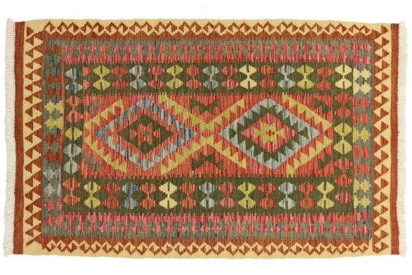Afghan Maimana Kelim Bunt 120x180 Handgewebt Teppich Mehrfarbig Geometrisch