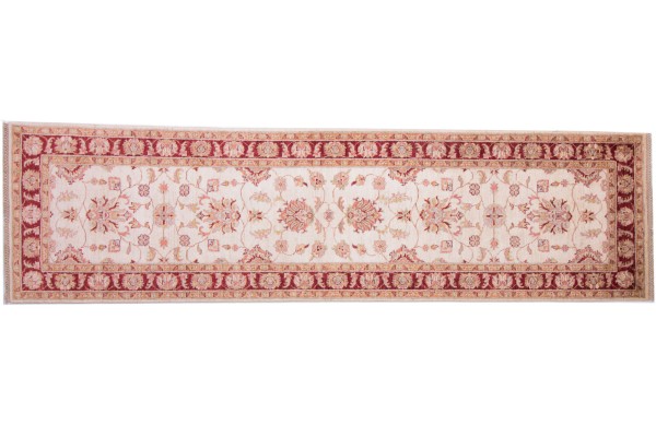 Afghan Chobi Ziegler carpet 80x300 hand-knotted runner beige oriental