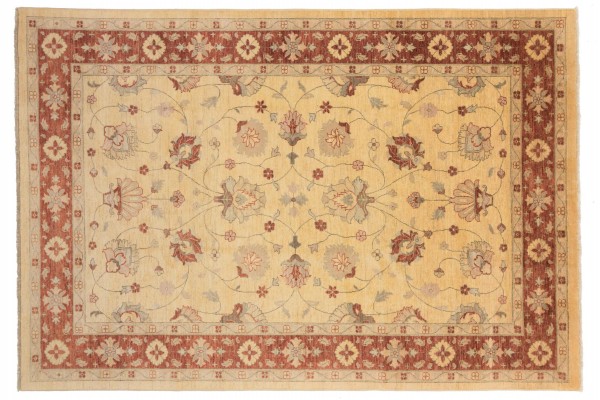 Afghan Chobi Ziegler Rug 200x300 Hand Knotted Blue Floral Pattern Orient Short Pile