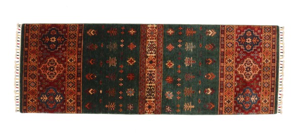 Ziegler Khorjin carpet 80x220 hand-knotted runner green floral oriental UNIKAT