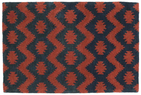 Handmade Wool Rug 120x180 Red Patterned Hand Tufted Modern