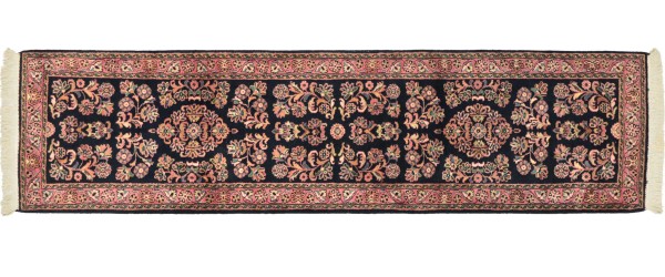 Sarough carpet 70x270 hand knotted runner blue floral Orient low pile living room