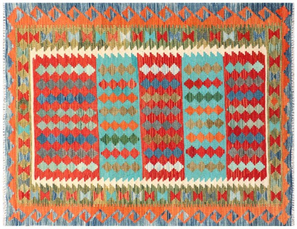 Afghan Maimana Kelim Teppich 120x170 Handgewebt Bunt Geometrisch Handarbeit Gewebt