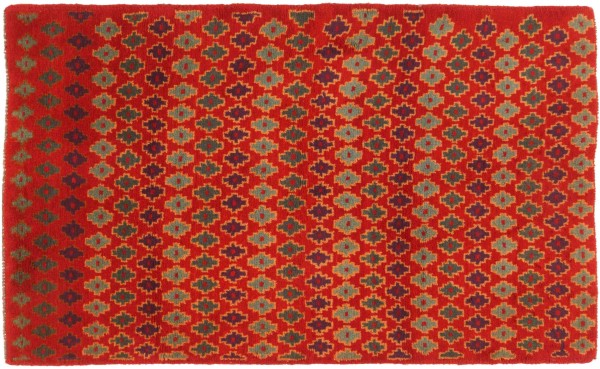 Gabbeh Teppich 120x180 Handgeknüpft Rot Durchgemustert Orientalisch UNIKAT Kurzflor