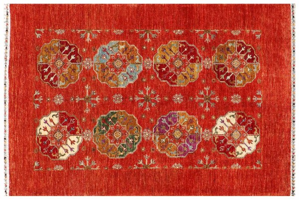 Afghan Ziegler Khorjin Ariana Rug 120x180 Hand Knotted Orange Patterned Orient