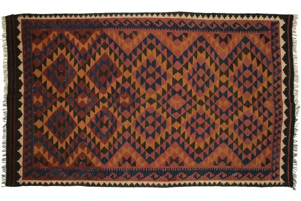 Afghan Maimana Kilim Rug 150x250 Handwoven Multicolored Geometric Pattern