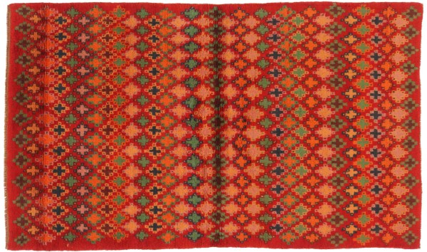Gabbeh carpet 100x180 hand-knotted red stripes oriental UNIKAT short pile