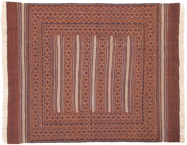 Afghan Mushwani Kelim 150x180 Handgewebt Teppich Mehrfarbig Geometrisch Muster