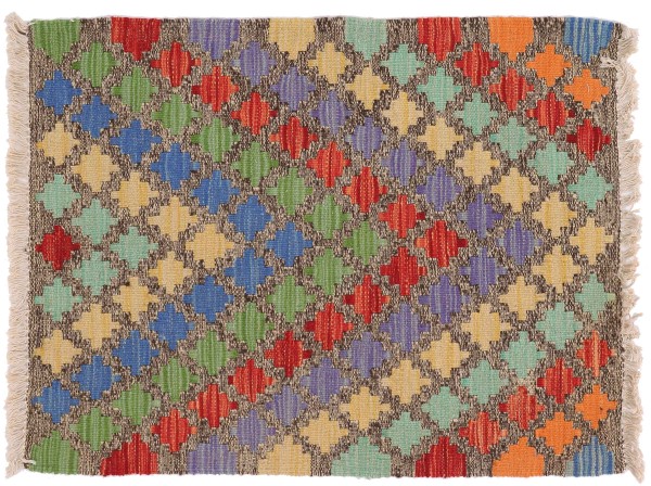 Afghan Maimana Kelim Teppich 60x90 Handgewebt Bunt Geometrisch Handarbeit Gewebt Zimmer