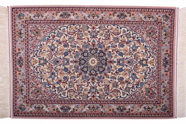 Persian Isfahan carpet 60x120 hand-knotted multicolored Oriental Orient short pile