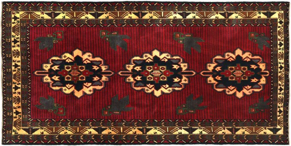 Afghan Belutsch Baluch 120x210 Handgeknüpft Orientteppich Rot Geometrisch Wolle