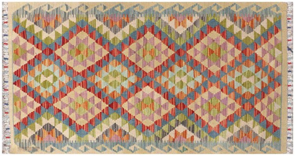 Afghan Maimana Kilim Rug 80x160 Handwoven Colorful Geometric Handwork Woven