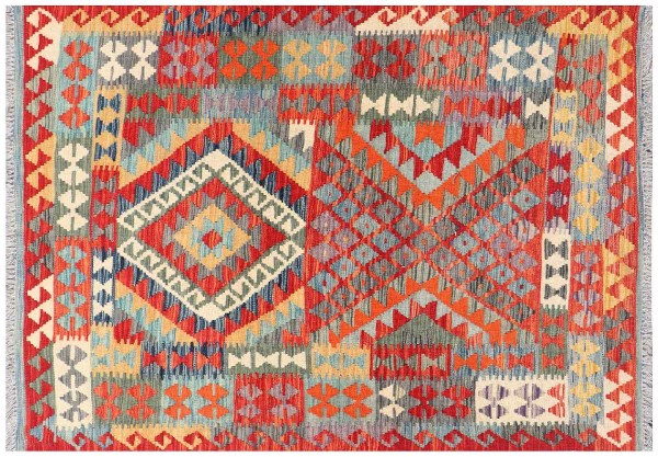 Afghan Maimana Kelim Teppich 120x180 Handgewebt Bunt Geometrisch Handarbeit Gewebt