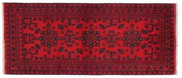 Afghan Teppich Khal Mohammadi 80x190 Handgeknüpft Braun Geometrisch Orientalisch UNIKAT