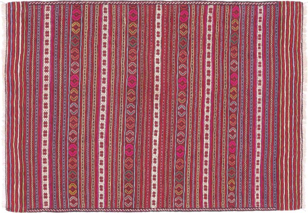 Afghan Kilim Soumakh Ghalmuri Rug 90x130 Handwoven Red Geometric Handmade