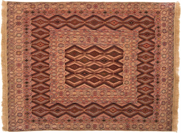 Afghan Mushwani Kelim 140x180 Handgewebt Teppich Mehrfarbig Geometrisch Muster