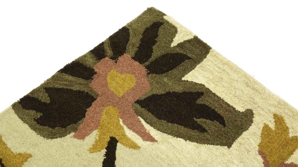 Handgefertigter Teppich Flowers 120x180 Beige Blumenmuster Handarbeit Handtuft Modern