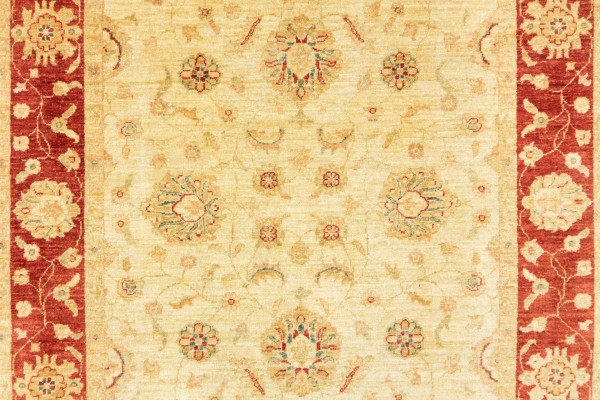 Afghan Chobi Ziegler 150x200 Handgeknüpft Teppich Beige Blumenmuster Kurzflor