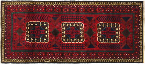 Afghan Baluch Baluch Rug 120x180 Hand Knotted Red Geometric Orient Short Pile