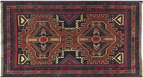 Afghan Fine Baluch Rug 120x170 Hand Knotted Gray Geometric Orient Short Pile