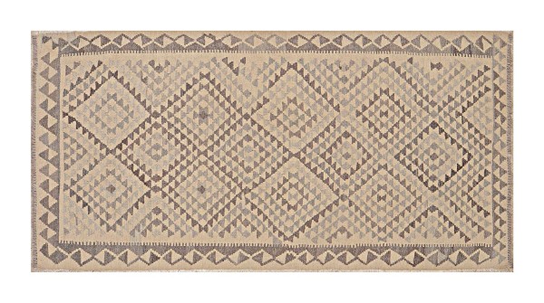 Afghan Kilim Old Style Natural Carpet 100x200 Handwoven Beige Geometric Handmade