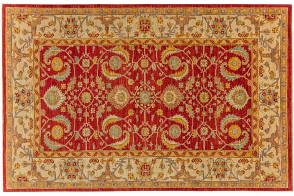 Afghan Chobi Ziegler Rug 190x290 Hand-knotted Red Oriental Orient short pile