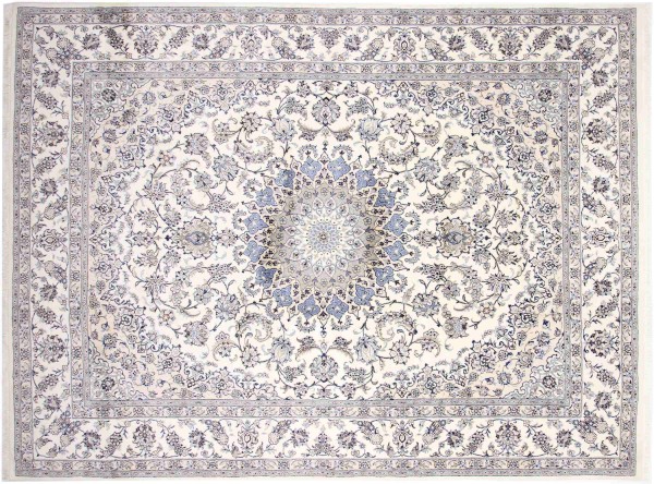 Persian carpet Nain Kashmar 300x400 Hand-knotted White Floral Oriental UNIKAT