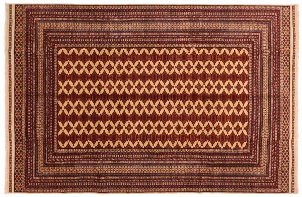 Afghanischer Teppich Zahir Shahi 200x300 Handgeknüpft Beige Geometrisch Orientalisch