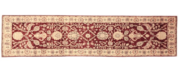 Afghan Chobi Ziegler carpet 80x300 hand-knotted runner red oriental