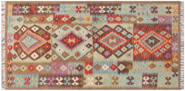 Afghan Maimana Kilim Rug 100x200 Handwoven Colorful Geometric Handwork Woven