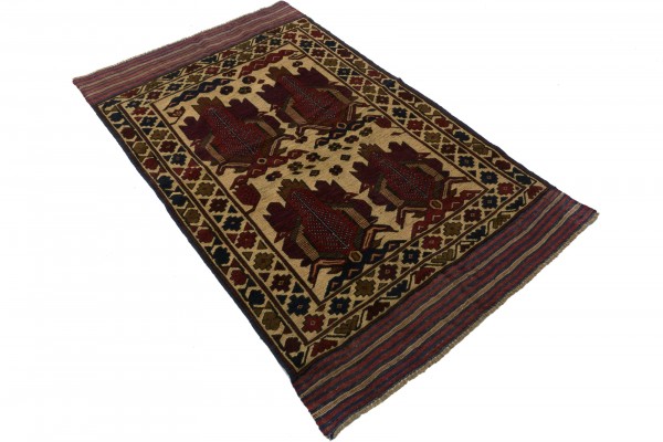 Afghan Gol Barjasta 120x180 Handgewebt Teppich Mehrfarbig Blumenmuster